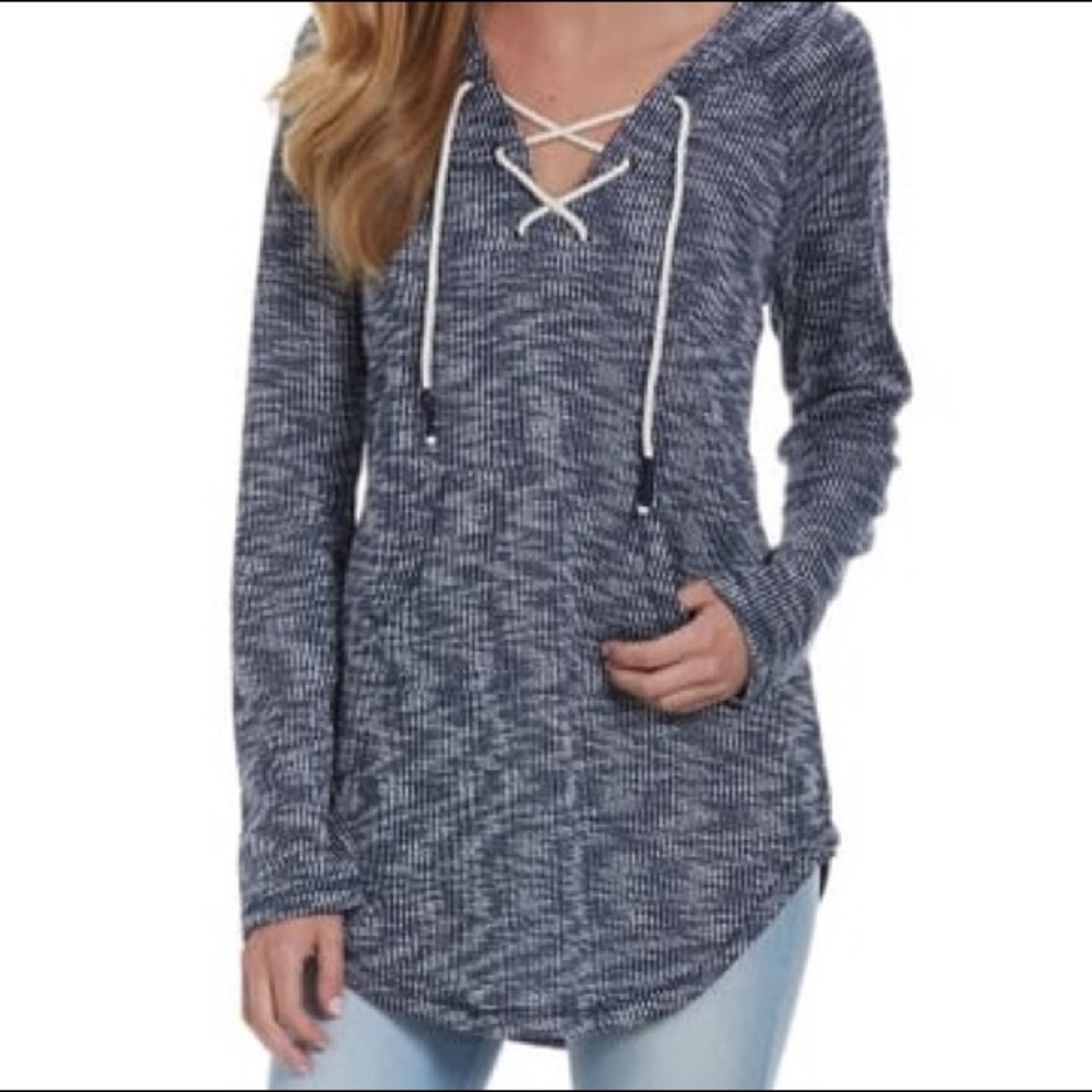 NWOT lace up hoodie - Picture 1 of 4